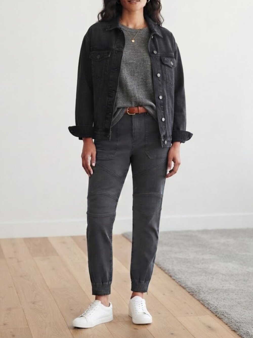 Spanx - Stretch Twill Cargo Jogger Pants 20319R | Washed Black Charcoal: Size XS